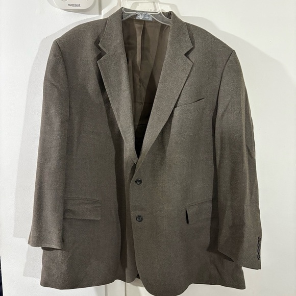 Geoffrey Beene Men’s 50R Blazer Sport Coat Brown Silk Wool Blend 2 Button Vented - Picture 1 of 12